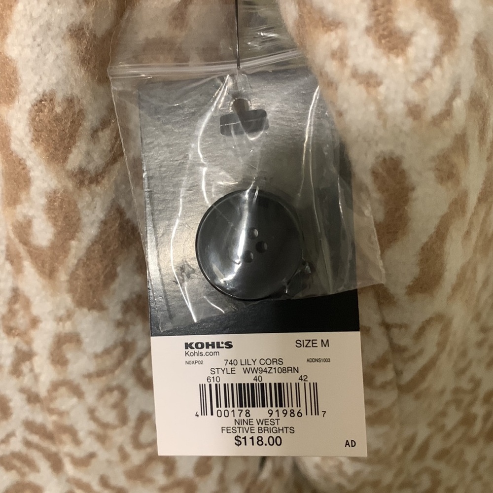 NWT Nine West Cream Tan Long Leopard Coat Size Medium Retail $118 - Picture 4 of 11